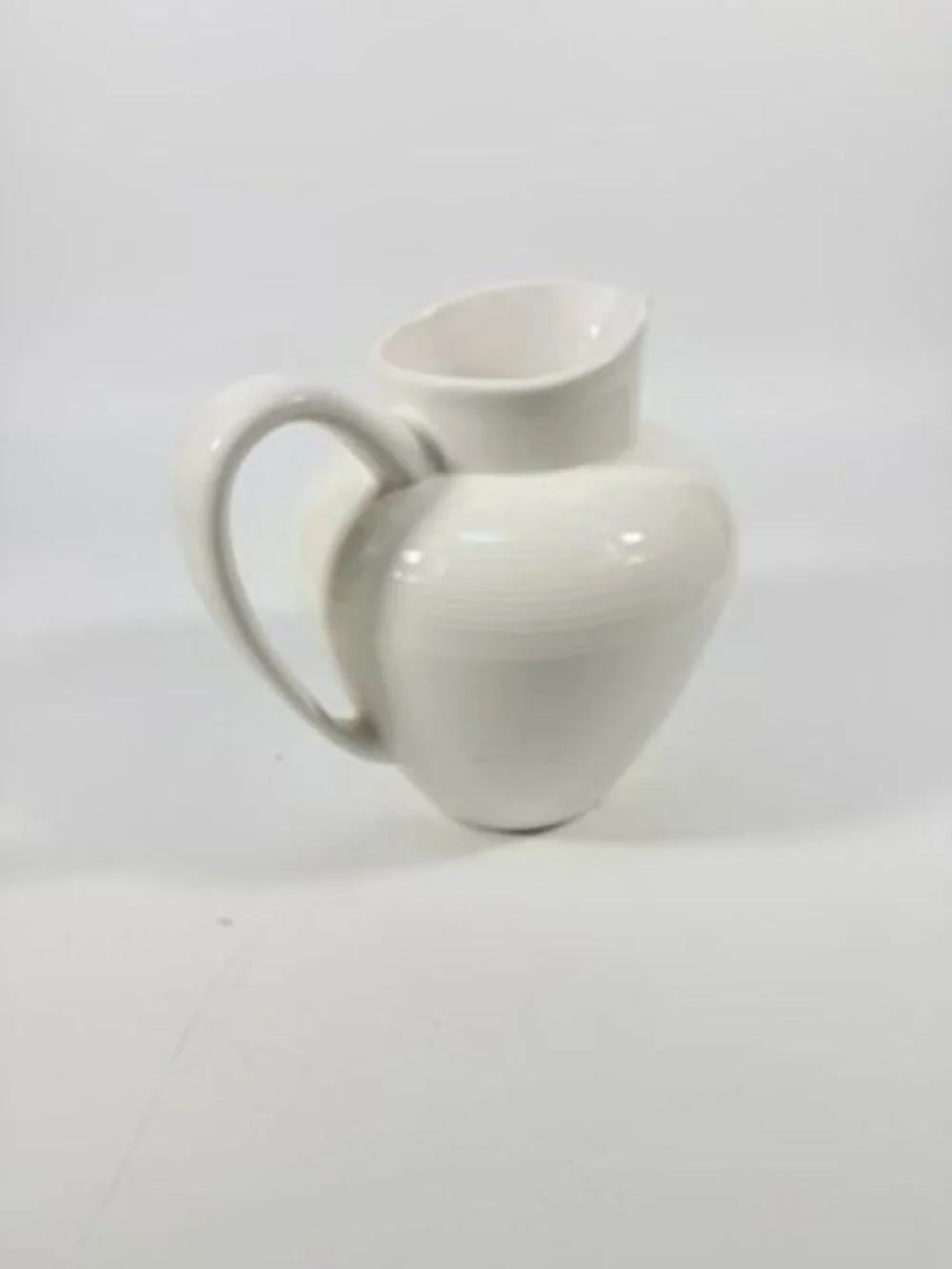 Ironstone Ceramic Pitcher White Ribbed Beehive Fapor Portugal Textured Stoneware - Picture 4 of 16